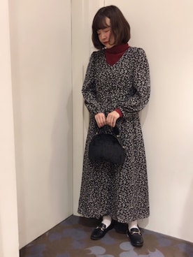 「earth music&ecology（アースミュージックアンドエコロジー）のアイテム（トートバッグ）」を使った、chiakiさん（レディース・154cm）の冬コーディネート
