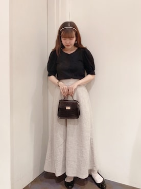 「earth music&ecology（アースミュージックアンドエコロジー）の2wayクロコミニショルダー ＊（ショルダーバッグ）」を使った、chiakiさん（レディース・154cm）の夏コーディネート