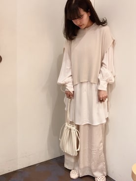 「earth music&ecology（アースミュージックアンドエコロジー）のアイテム（ベスト）」を使った、chiakiさん（レディース・154cm）の夏コーディネート