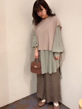 「earth music&ecology（アースミュージックアンドエコロジー）の2wayクロコミニショルダー ＊（ショルダーバッグ）」を使った、chiakiさん（レディース・154cm）の夏コーディネート