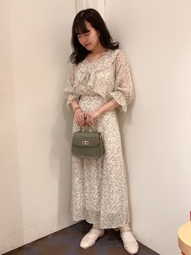 「earth music&ecology（アースミュージックアンドエコロジー）の2wayクロコミニショルダー ＊（ショルダーバッグ）」を使った、chiakiさん（レディース・154cm）の夏コーディネート