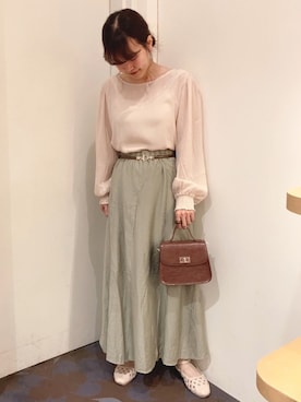 「earth music&ecology（アースミュージックアンドエコロジー）の2wayクロコミニショルダー ＊（ショルダーバッグ）」を使った、chiakiさん（レディース・154cm）の秋コーディネート