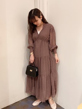 「earth music&ecology（アースミュージックアンドエコロジー）の2wayクロコミニショルダー ＊（ショルダーバッグ）」を使った、chiakiさん（レディース・154cm）の秋コーディネート