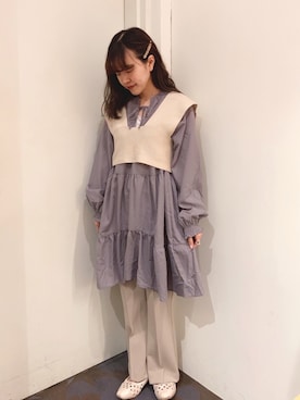 「earth music&ecology（アースミュージックアンドエコロジー）のアイテム（ベスト）」を使った、chiakiさん（レディース・154cm）の秋コーディネート
