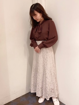 「earth music&ecology（アースミュージックアンドエコロジー）のORiental TRaffic ビットローファー ＊（パンプス）」を使った、chiakiさん（レディース・154cm）の秋コーディネート