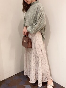 「earth music&ecology（アースミュージックアンドエコロジー）の2wayクロコミニショルダー ＊（ショルダーバッグ）」を使った、chiakiさん（レディース・154cm）の秋コーディネート