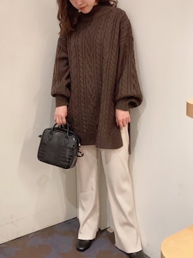 「earth music&ecology（アースミュージックアンドエコロジー）のORiental TRaffic スクエアトウブーツ ＊（ブーツ）」を使った、chiakiさん（レディース・154cm）の秋コーディネート
