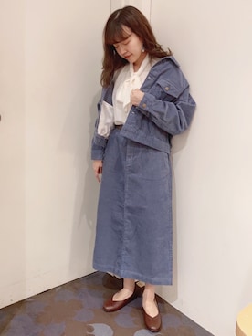 「ボウタイブラウス」｜「アイテム（ブルゾン）」を使った、chiakiさん（レディース・154cm）の秋コーディネート