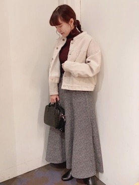 「earth music&ecology（アースミュージックアンドエコロジー）のCOTTON USAコーデュロイ（裏ボアブルゾン）＊（ブルゾン）」を使った、chiakiさん（レディース・154cm）の秋コーディネート