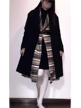 「白タイツ」｜「アイテム（その他アウター）」を使った、772さん（レディース・164cm）の冬コーディネート