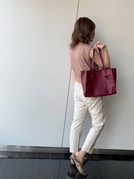 「アイテム（トートバッグ、レッド系）」を使った、mapleさん（レディース・158cm）の夏コーディネート