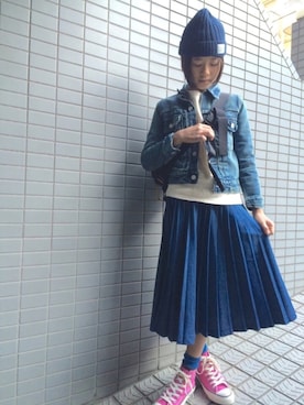 「アイテム（スカート）」を使った、daikenharuruさん（キッズ・141cm）の秋コーディネート