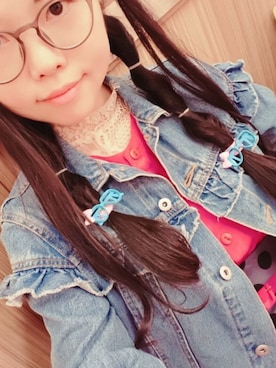 「GU（ジーユー）のアイテム（デニムジャケット、ブルー系）」を使った、えりちゃんさん（レディース）の春コーディネート