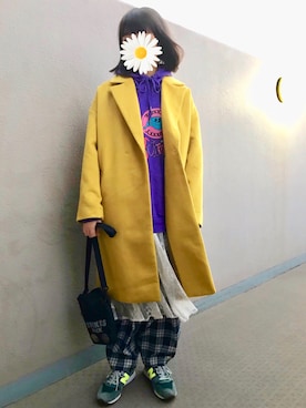 「だぼだぼ」｜「アイテム（チェスターコート）」を使った、ゆずこしょーぅ。さん（レディース・161cm）の冬コーディネート