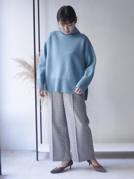 「green label relaxing（グリーンレーベルリラクシング）のFFC W テンジク ハイネック プルオーバー ニット（ニット/セーター）」を使った、shimazu_rさん（レディース・159cm）の秋コーディネート