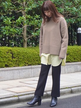 「green label relaxing（グリーンレーベルリラクシング）のFFC W テンジク ハイネック プルオーバー ニット（ニット/セーター）」を使った、shimazu_rさん（レディース・159cm）の冬コーディネート