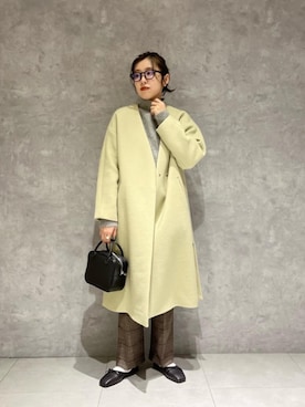 「ベーシック/トラッド」｜「アイテム（ノーカラーコート）」を使った、shimazu_rさん（レディース・160cm）の秋コーディネート