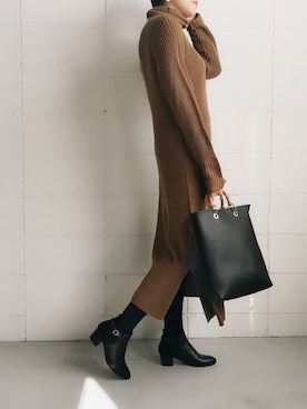 「アイテム（チュニック）」を使った、kyreneさん（レディース・171cm）の冬コーディネート