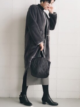 「Bou Jeloud（ブージュルード）のアイテム（ムートンコート）」を使った、kyreneさん（レディース・171cm）の冬コーディネート