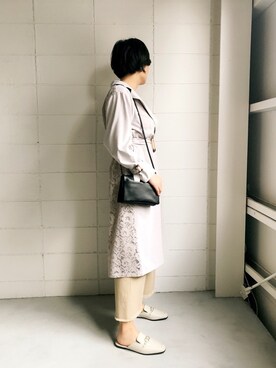 「Bou Jeloud（ブージュルード）のアイテム（トレンチコート）」を使った、kyreneさん（レディース・171cm）の冬コーディネート