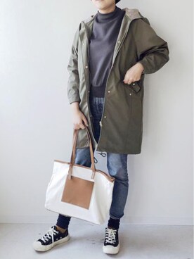 「Bou Jeloud（ブージュルード）のアイテム（モッズコート）」を使った、kyreneさん（レディース・171cm）の冬コーディネート