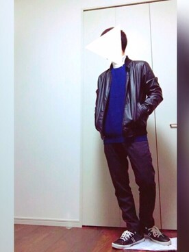 「nano・universe」｜「アイテム（MA-1）」を使った、KOUsUKEさん（メンズ・170cm）の冬コーディネート