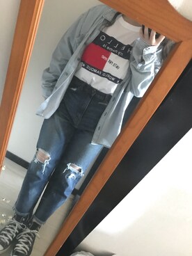 「アメリカン」｜「アイテム（ジャケット/アウター）」を使った、Rikako  さん（レディース・156cm）の春コーディネート