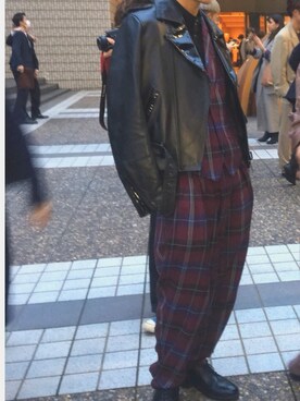 「LAD MUSICIAN（ラッドミュージシャン）のアイテム（セットアップ）」を使った、ko-shukeさん（メンズ・173cm）の秋コーディネート
