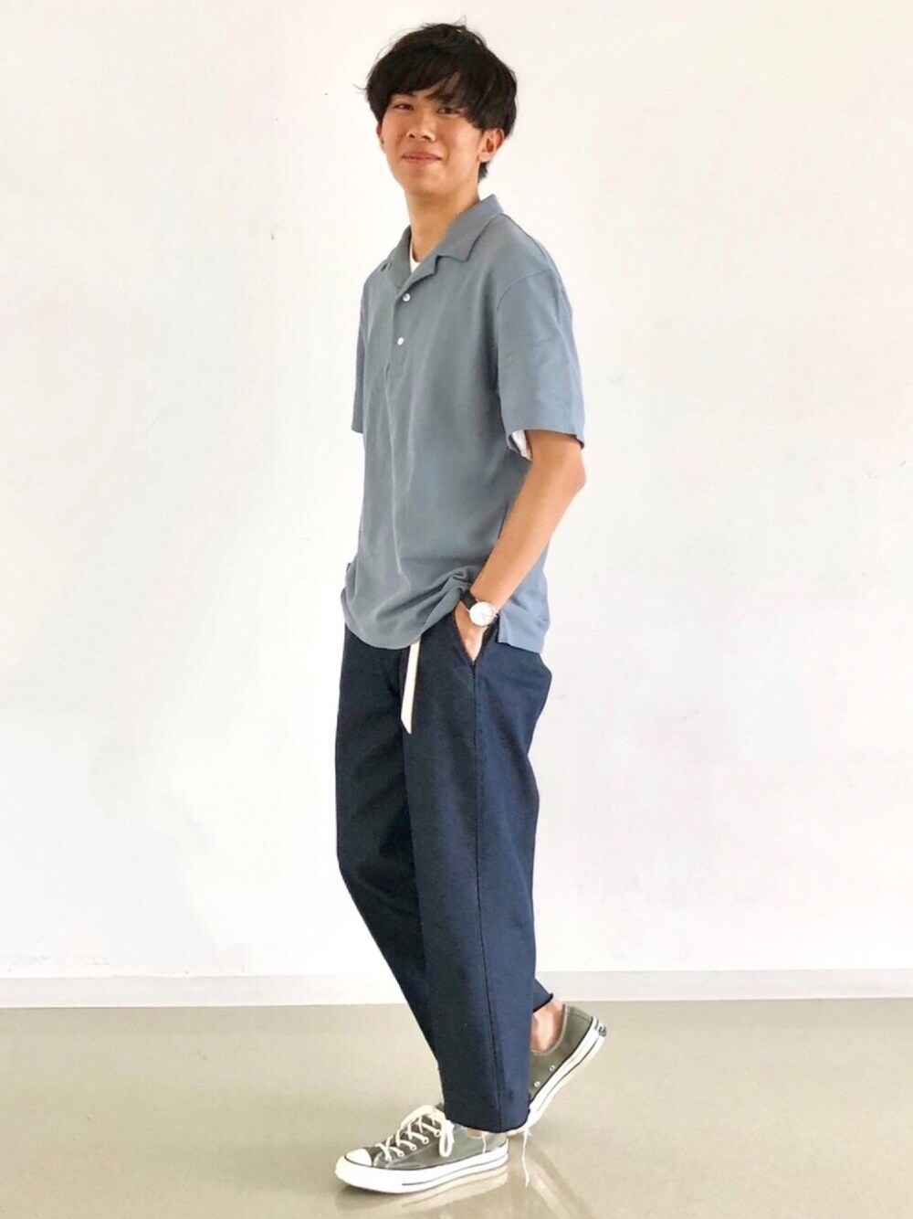 Ryoさんの「スーピマコットンオープンカラーポロシャツ（半袖）＋E（UNIQLO）」を使ったコーディネート