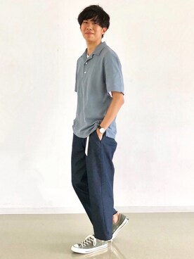 Ryoさんの「スーピマコットンオープンカラーポロシャツ（半袖）＋E」を使ったコーディネート