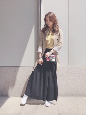 「FURLA（フルラ）のアイテム」を使った、田村有沙さん（レディース・163cm）の春コーディネート