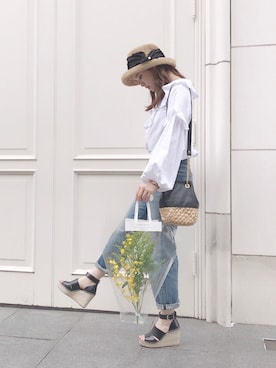 「CISOLASSE（シソーラス）のアイテム（ピアス（両耳用））」を使った、田村有沙さん（レディース・163cm）の春コーディネート