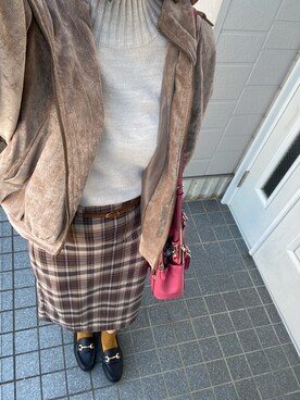 「ゆるニット」｜「アイテム（ブルゾン）」を使った、kanae*さん（レディース・164cm）の秋コーディネート
