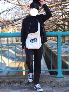 「LEE」｜「アイテム（MA-1）」を使った、Kuroさん（メンズ・174cm）の春コーディネート