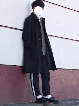 「大人シンプル」｜「アイテム（ステンカラーコート）」を使った、Kuroさん（メンズ・174cm）の冬コーディネート