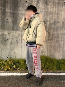 「kutir（クティール）のアイテム（ダウンジャケット/コート）」を使った、こ☑️さん（メンズ・168cm）の冬コーディネート