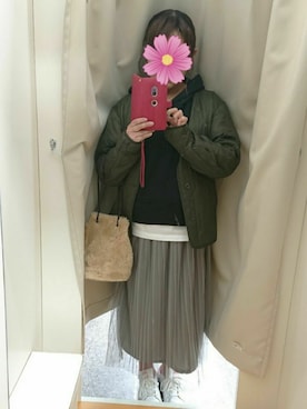 「スタンスミス」｜「アイテム（ノーカラージャケット）」を使った、こすもすさん（レディース・150cm）の冬コーディネート
