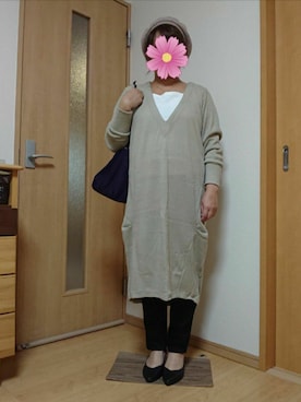 「AEON STYLE（イオンスタイル）のアイテム（ハンチング/ベレー帽）」を使った、こすもすさん（レディース・150cm）の秋コーディネート