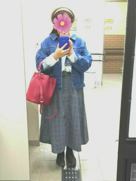 「AEON STYLE（イオンスタイル）のアイテム（ハンチング/ベレー帽）」を使った、こすもすさん（レディース・150cm）の秋コーディネート