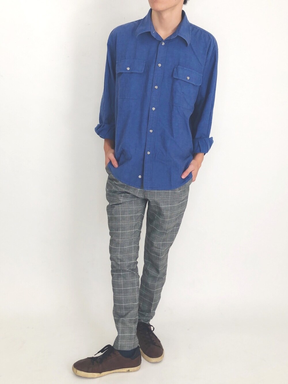 「summer、VINTAGE、boy」｜「H&Mのアイテム（その他パンツ、グレー系）」を使った、YaHaTaさん（メンズ・170cm）の秋コーディネートの1枚目の写真