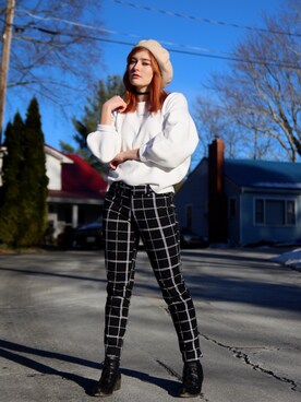 「plaid」｜「アイテム（ブーツ）」を使った、Madison Cardさん（レディース・163cm）の冬コーディネート