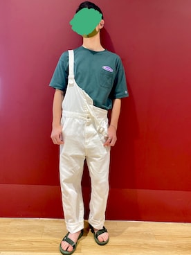 「半袖シャツ」｜「アイテム（サロペット/オーバーオール）」を使った、:haru:さん（メンズ・176cm）の夏コーディネート