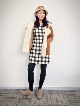 「PULL&BEAR（プルアンドベア）のアイテム（ブルゾン）」を使った、童小童さん（レディース・162cm）の冬コーディネート