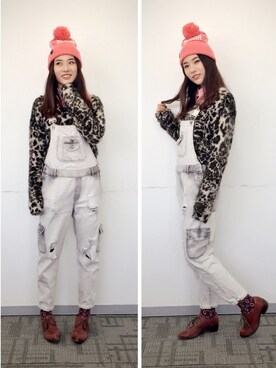 「PULL&BEAR（プルアンドベア）のアイテム（帽子）」を使った、童小童さん（レディース・162cm）の冬コーディネート