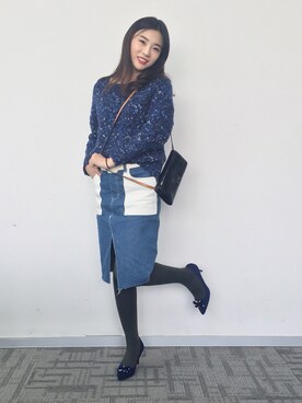 「cache cache（カシュ カシュ）のアイテム（ニット/セーター）」を使った、童小童さん（レディース・162cm）の冬コーディネート