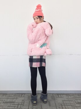 「PULL&BEAR（プルアンドベア）のアイテム（帽子）」を使った、童小童さん（レディース・162cm）の冬コーディネート