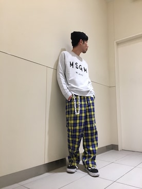 「MSGM（エムエスジーエム）のアイテム（スウェット）」を使った、KAWAKITA SHOICHIさん（メンズ・175cm）の冬コーディネート
