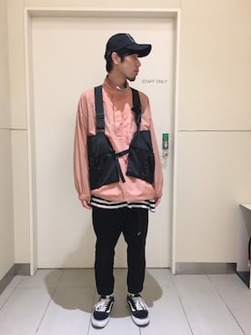 「AZSのアイテム（キャップ）」を使った、KAWAKITA SHOICHIさん（メンズ・175cm）の春コーディネート