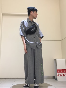 「L.H.P（エルエイチピー）のアイテム（バッグ）」を使った、KAWAKITA SHOICHIさん（メンズ・175cm）の春コーディネート