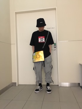 「DANKE SCHON（ダンケシェーン）のアイテム（バッグ）」を使った、KAWAKITA SHOICHIさん（メンズ・175cm）の夏コーディネート